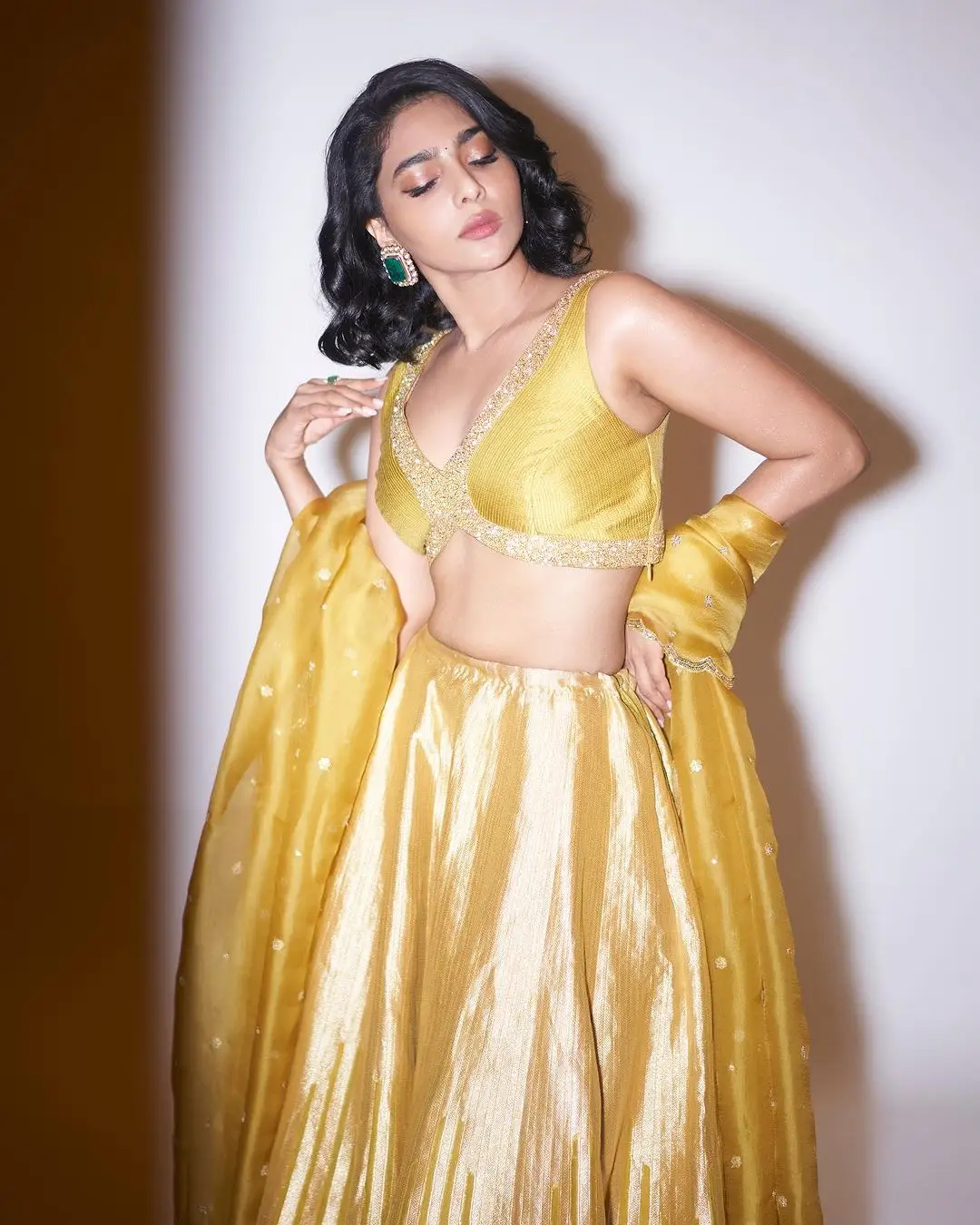 Malayalam Actress Aishwarya Lekshmi in Yellow Lehenga Choli